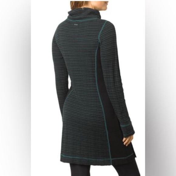 Prana Dark Teal Striped Long Sleeve Dress - Picture 1 of 7